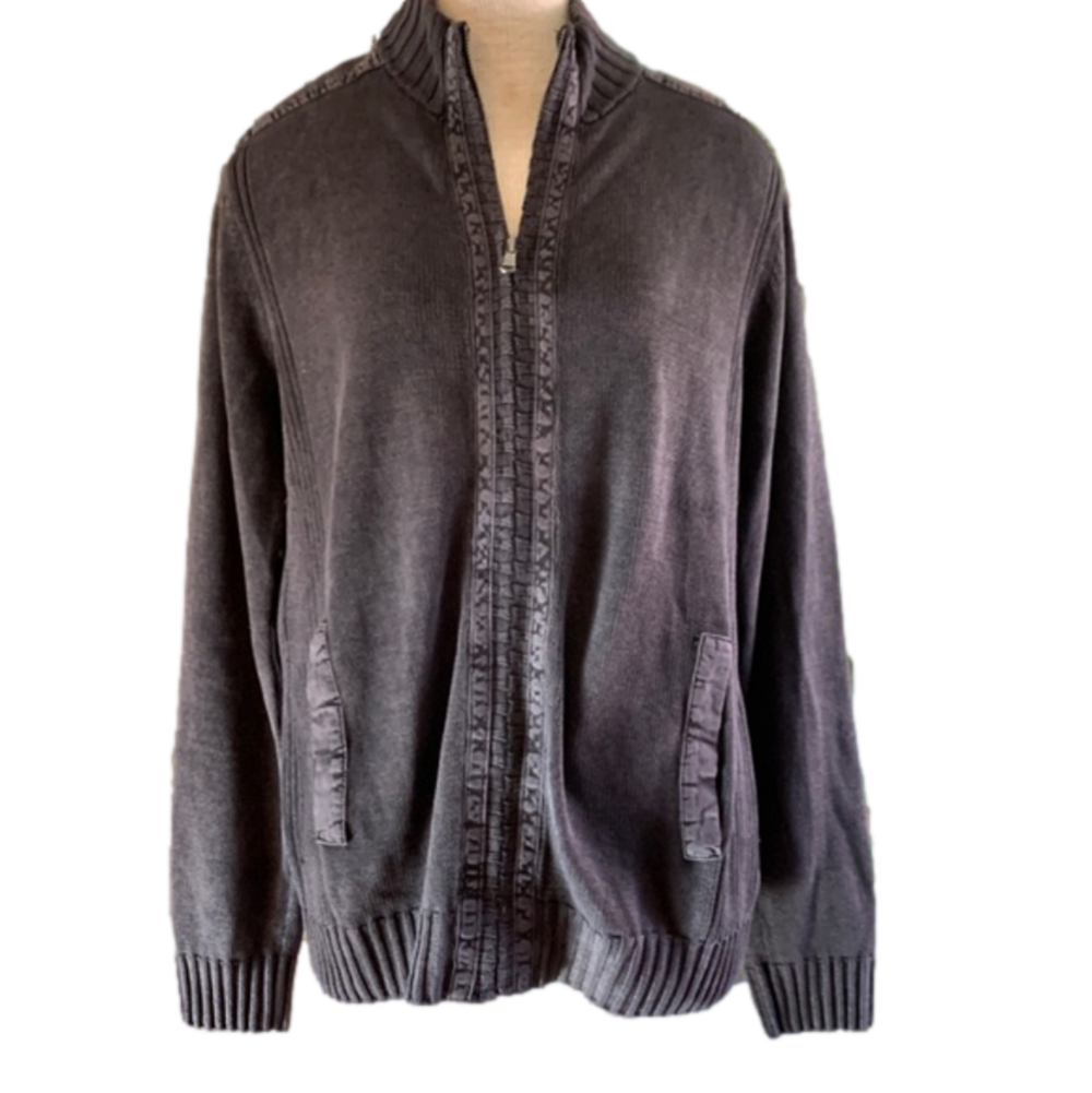 Rock & Republic charcoal dark grey zip up cardigan sweater